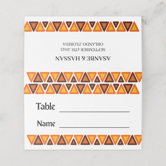 African Ethnic Seamless Texture Pattern Wedding プレイスカード (外部開封)