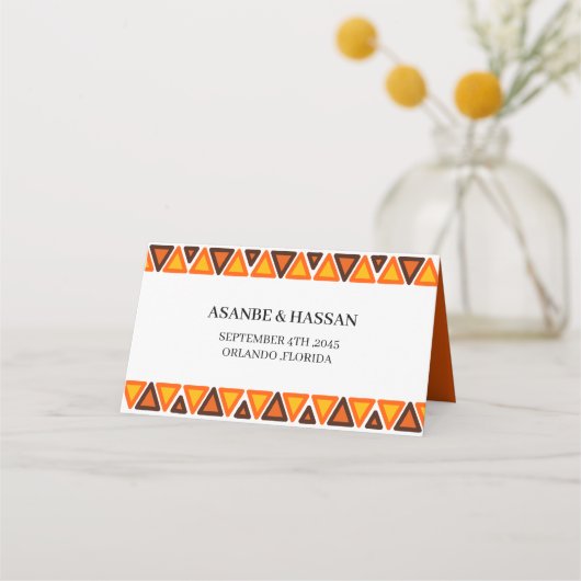 African Ethnic Seamless Texture Pattern Wedding プレイスカード (裏面)