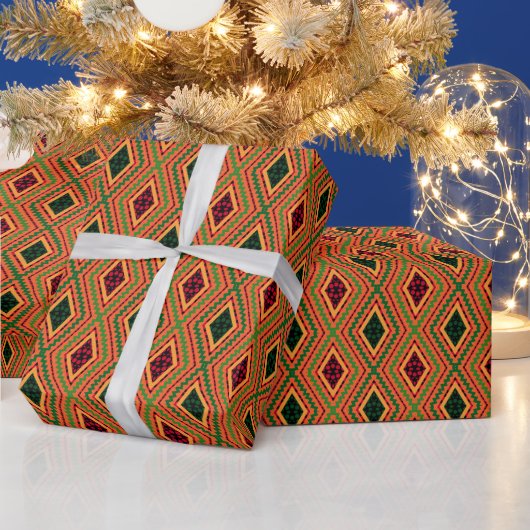 African Geometric Kente Design Wrapping Paper ラッピングペーパー (クリスマス)