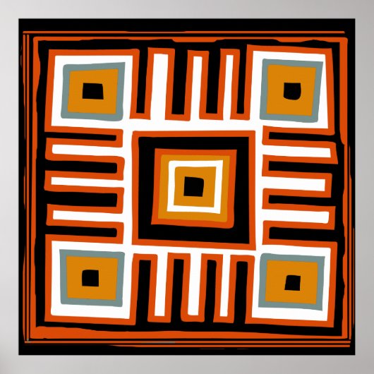 african geometric tribal pattern ポスター (正面)