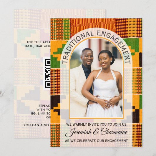 African Ghana Kente TRADITIONAL ENGAGEMENT 招待状 (正面/裏面)