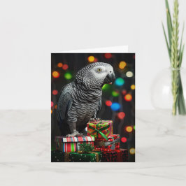 African Grey on Gifts — Festive Greeting Card シーズンカード
