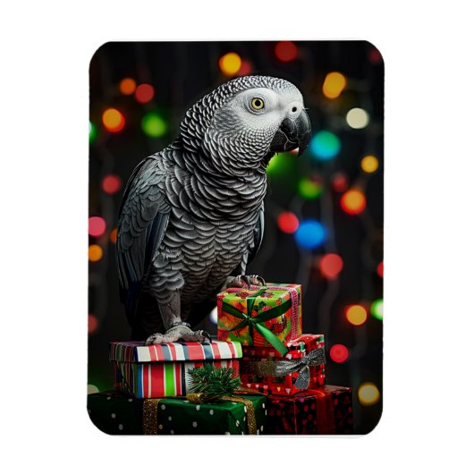 African Grey on Gifts — Festive Greeting Card マグネット (縦)