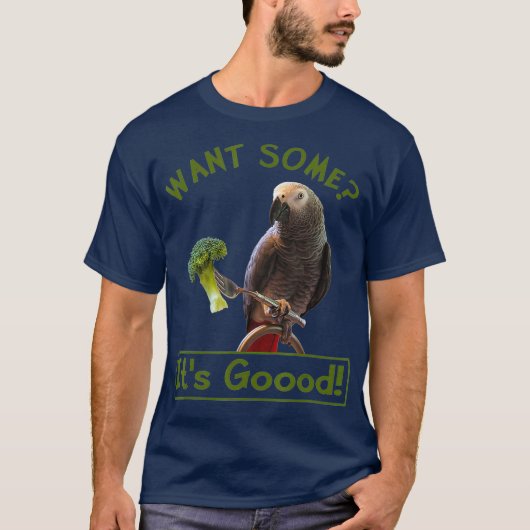 African Grey Parrot Broccoli  for Men Women Kids Tシャツ (正面)