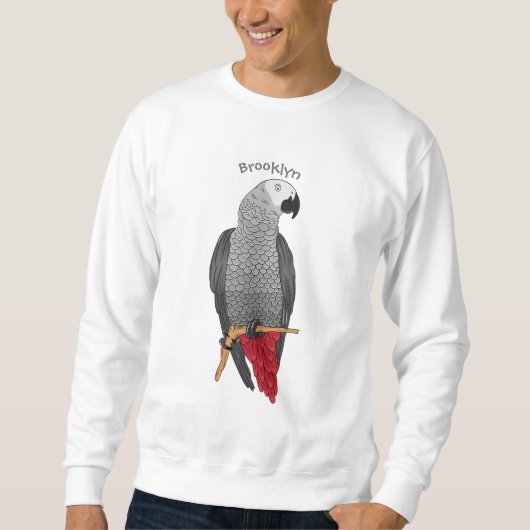 African grey parrot cartoon illustration  スウェットシャツ (正面)