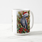 African Grey Parrot Christmas Mug コーヒーマグカップ (正面右)