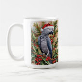 African Grey Parrot Christmas Mug コーヒーマグカップ (左)