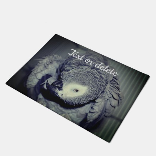 African Grey Parrot Cute Bird 2 Personalized  ドアマット (アングル)