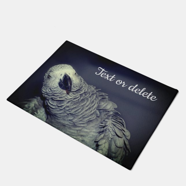 African Grey Parrot Cute Bird Personalized  ドアマット (アングル)