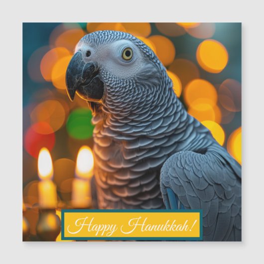 African Grey Parrot Hanukkah Card (正面)