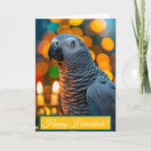 African Grey Parrot Hanukkah Card カード (正面)