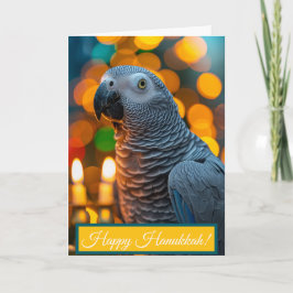African Grey Parrot Hanukkah Card カード