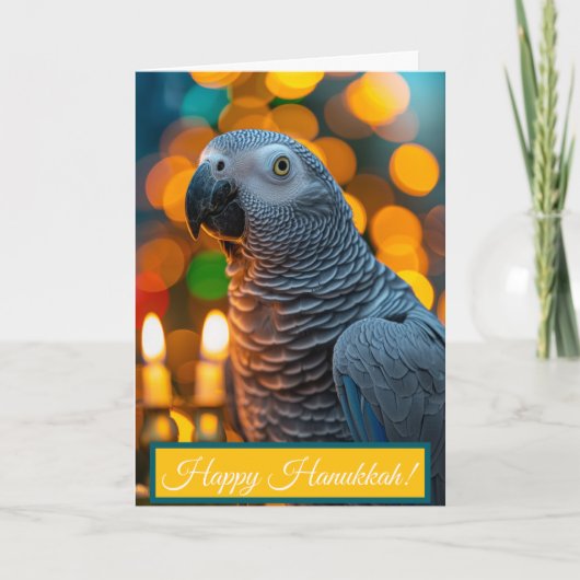 African Grey Parrot Hanukkah Card  カード (正面)