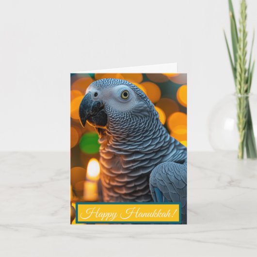 African Grey Parrot Hanukkah Card  シーズンカード (正面)