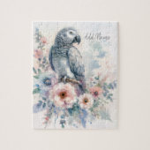 African Grey Parrot Pastel Floral  ジグソーパズル (縦)