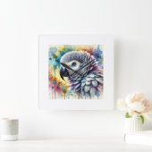 African Grey Parrot Yaco 060824AREF144 - Watercolo スクエア壁時計 (ホーム)