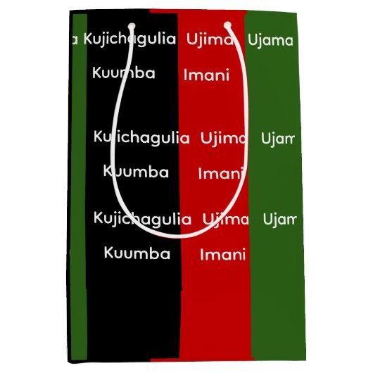 African Heritage Kwanzaa Nguzo Saba Principles  ミディアムペーパーバッグ (正面)