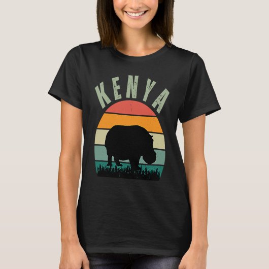 African Hippos in Kenya, Hippopotamus Safari Tシャツ (正面)