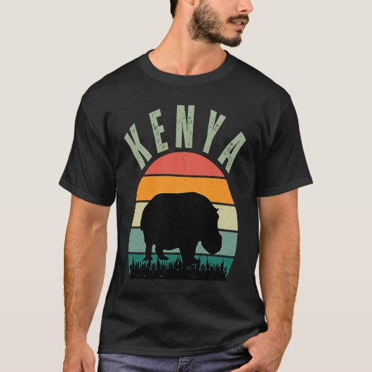 African Hippos in Kenya, Hippopotamus Safari Tシャツ (正面)
