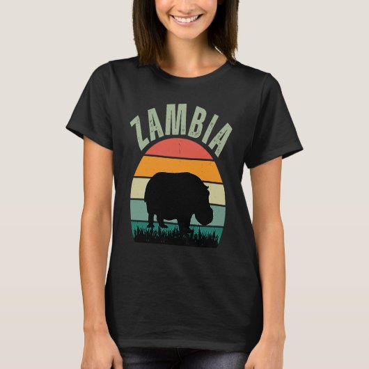 African Hippos in Zambia, Hippopotamus Safari Tシャツ (正面)