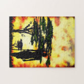 African Hunter with Spearパズル-絵画s ジグソーパズル (横)