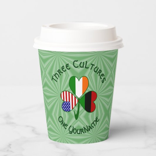 African Irish American Shamrock Personalized Text 紙コップ (裏面)