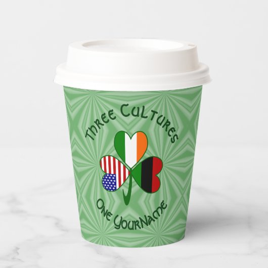 African Irish American Shamrock Personalized Text 紙コップ (正面)
