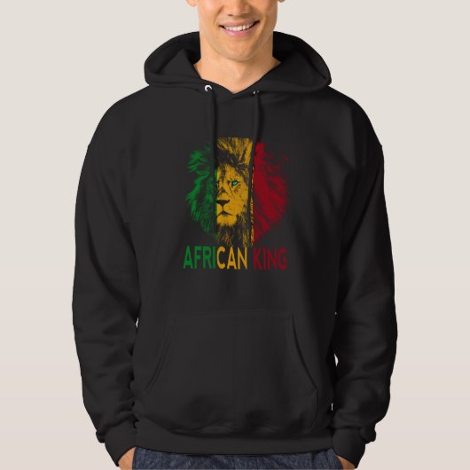 African King Africa Flag Lion Black Men Women パーカ (正面)