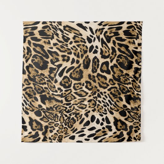 African Leopard Fur：シームレスアニマルテクスチャ タペストリー (正面)
