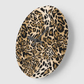African Leopard Fur：シームレスアニマルテクスチャ ラージ壁時計 (傾斜)