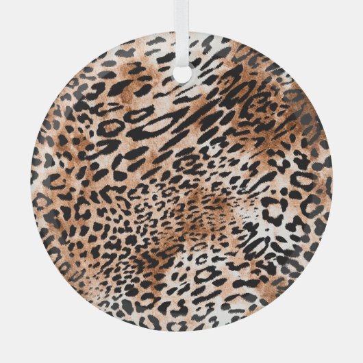 African Leopard Printシームレス ガラスオーナメント (正面)