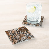 African Leopard Printシームレス ガラスコースター (アングル)