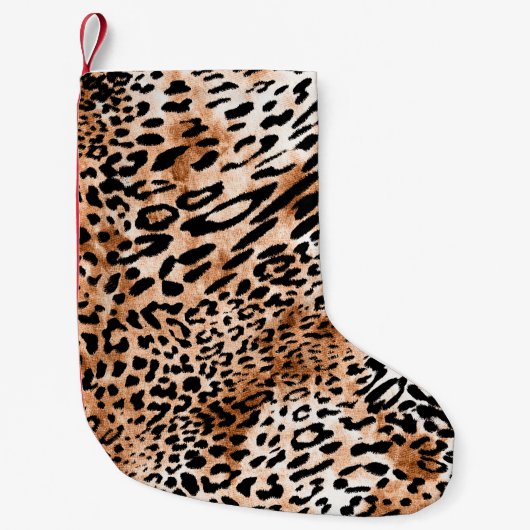 African Leopard Printシームレス スモールクリスマスストッキング (正面)