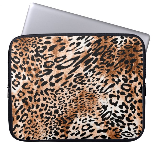 African Leopard Printシームレス ラップトップスリーブ (正面)