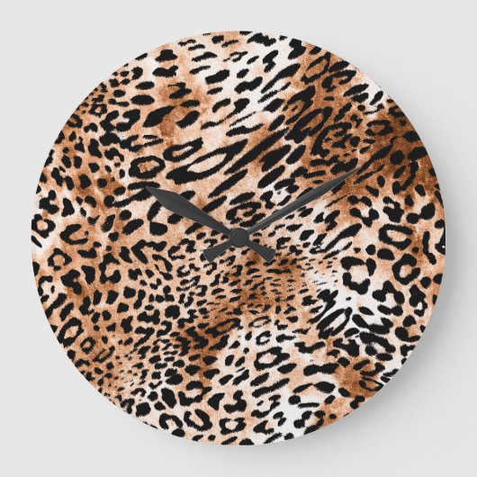 African Leopard Printシームレス ラージ壁時計 (正面)