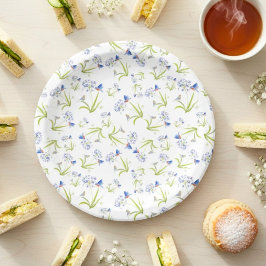 African Lily with Bluebird Mother and Baby ペーパープレート