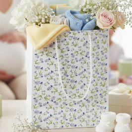 African Lily with Bluebird Mother and Baby ミディアムペーパーバッグ