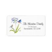 African Lily with Bluebird Mother and Baby Address ラベル (正面)