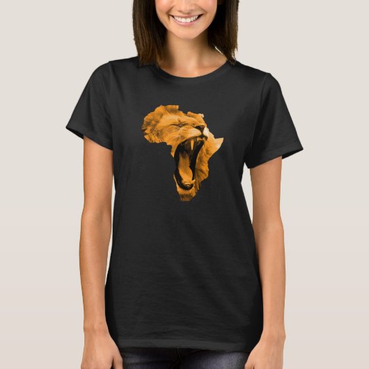 African Lion Roaring Safari Culture Africa Map  1 Tシャツ (正面)