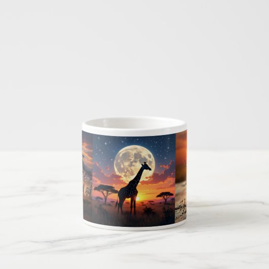 African Lion & Zebra Sunset Espresso Mug エスプレッソカップ (正面)