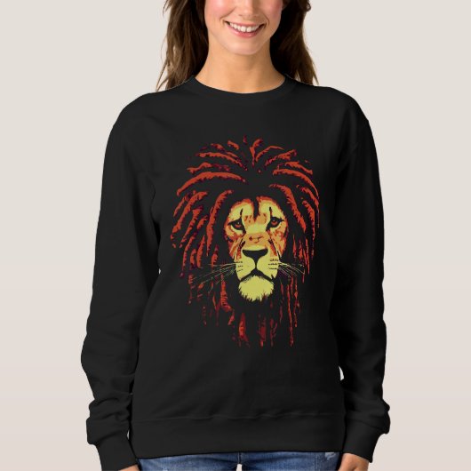 African Male Lion  Dreadlock Rasta Hair Safari Cul スウェットシャツ (正面)