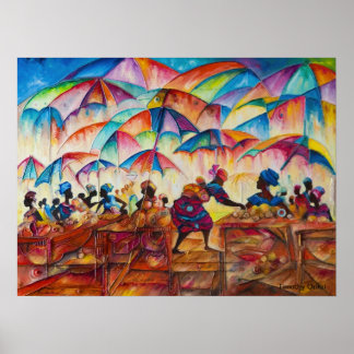 African Marketplace II Canvas Print ポスター