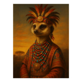 African Meerkat Tribal Chief | Savannah Portrait ポスター