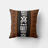 African Mudcloth Bogolan Design Throw Pillow クッション (裏面)