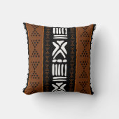 African Mudcloth Bogolan Design Throw Pillow クッション (正面)