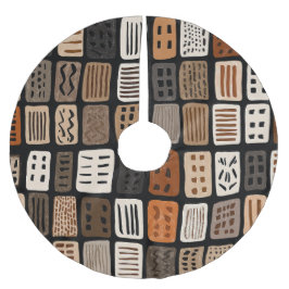African mudcloth textile designs in a grid ブラッシュドポリエステルツリースカート