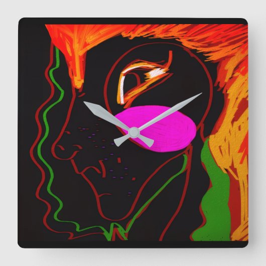African Phoenix Rising  スクエア壁時計 (正面)