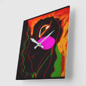 African Phoenix Rising  スクエア壁時計 (傾斜)