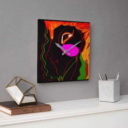 African Phoenix Rising  スクエア壁時計 (オフィス)