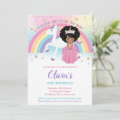 African Princess Unicorn Birthday Party Rainbow 招待状 (スタンド正面)